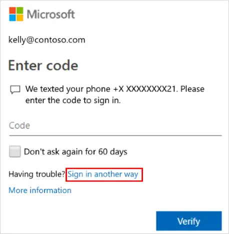sign in with a different method