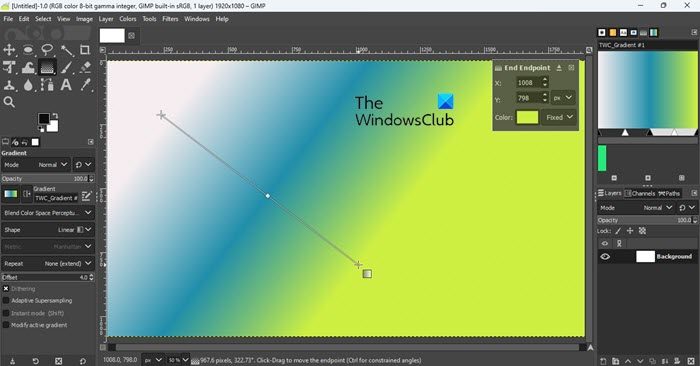 Applying custom gradient to a blank canvas