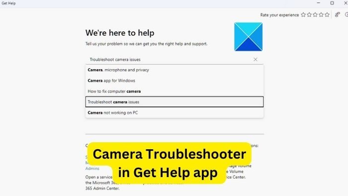 Camera Troubleshooter in Get Help app