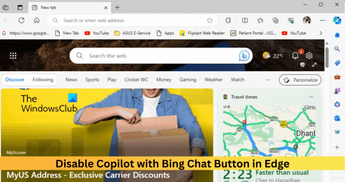 disable Copilot with Bing Chat button in Edge