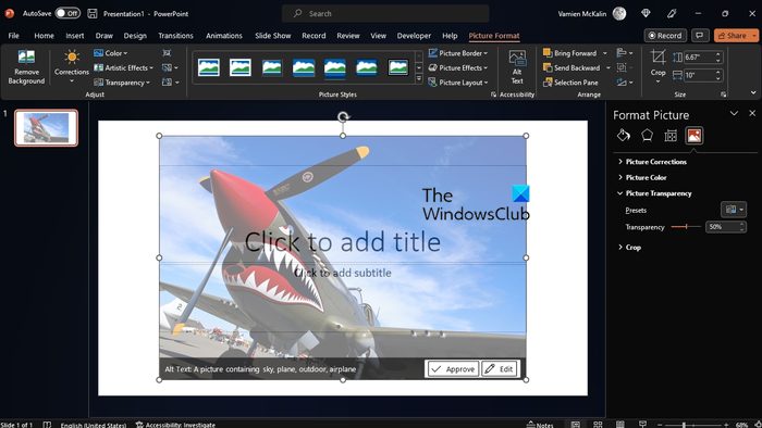 Format Picture Transparent PowerPoint