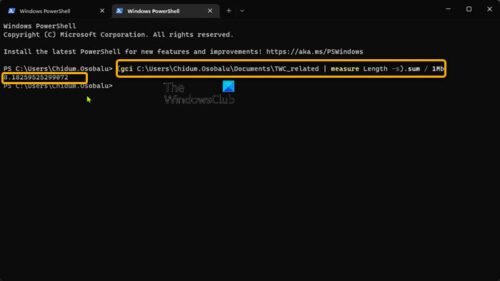 How to get Folder Size using PowerShell in Windows 11/10