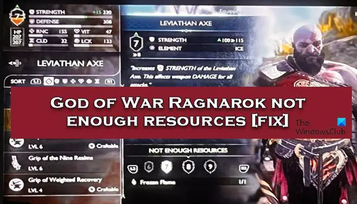 God of War Ragnarok not enough resources