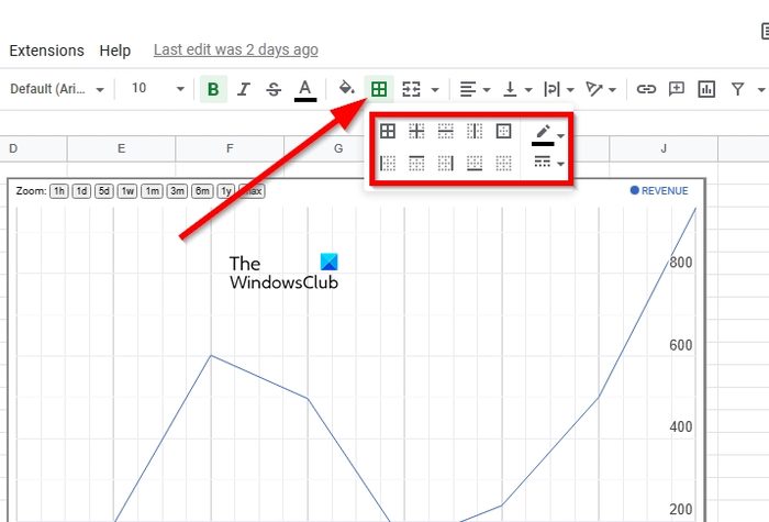 Google Sheets Border Icons