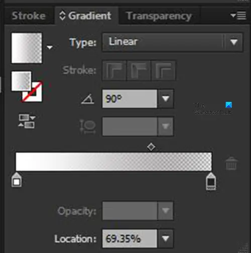 How to add a shadow to text in Adobe Illustrator - Gradient values