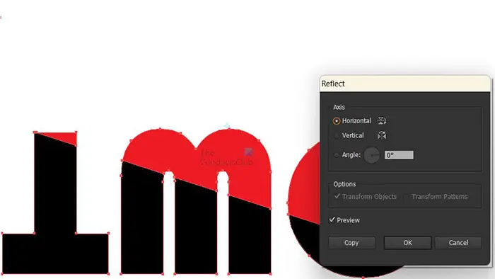 How to add a shadow to text in Adobe Illustrator - Reflection options