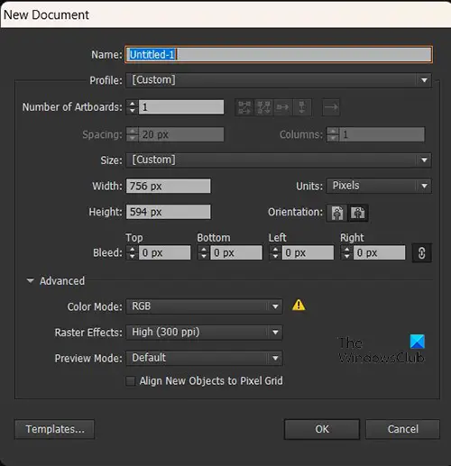 How to create 3D exploding pie charts in Illustrator - New document options