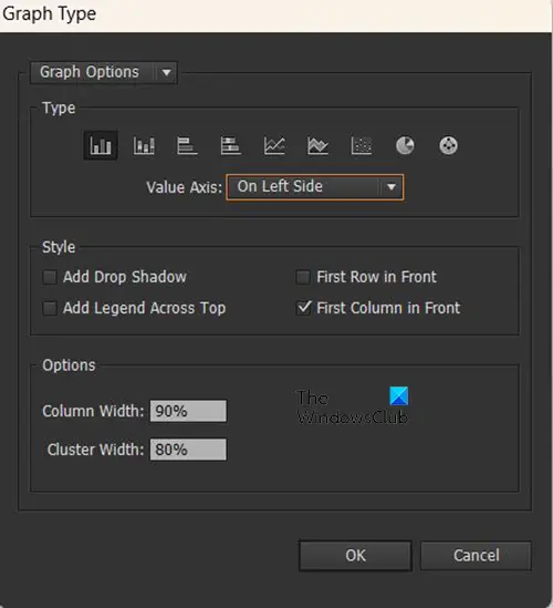 How to create graphs in Illustrator - Double click graph options