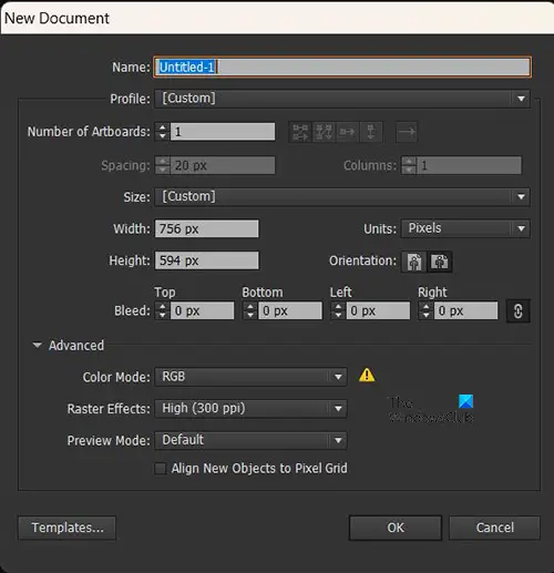 How to create graphs in Illustrator - New document options