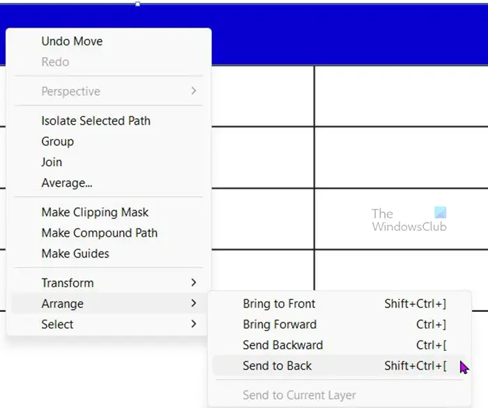 How to make a table graph in Illustrator - Send rectangle to back