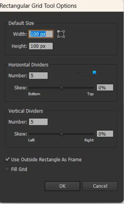 How to make a table graph in Illustrator - grid options