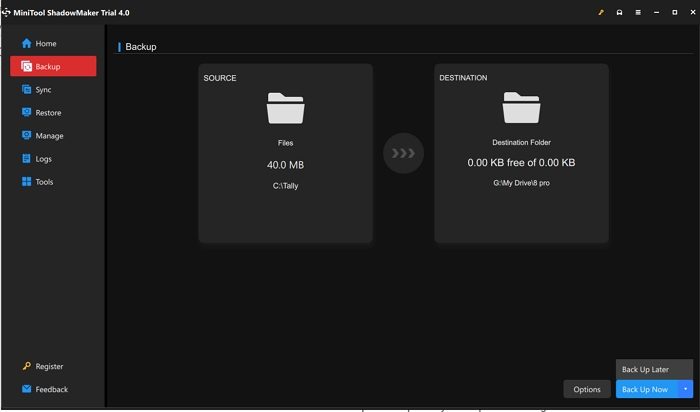MiniTool ShadowMaker Pro Backup Mode