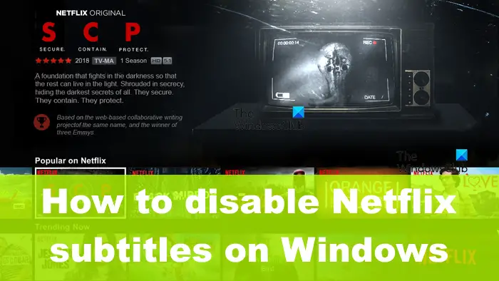 How to disable Netflix subtitles on Windows