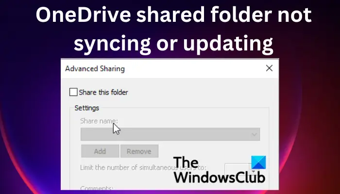 OneDrive shared folder not syncing or updating