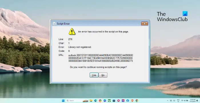 Outlook Library Not Registered error