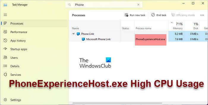 PhoneExperienceHost.exe High CPU Usage