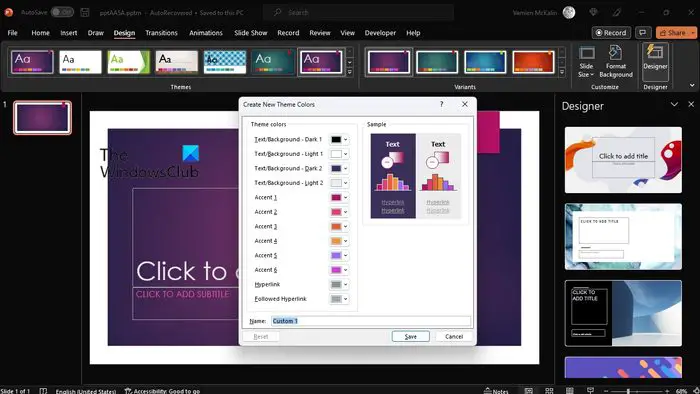 PowerPoint Create New Colors