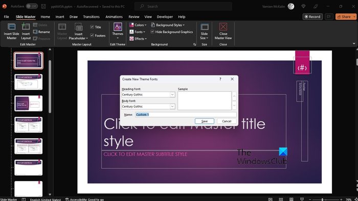 PowerPoint Create New Theme Font