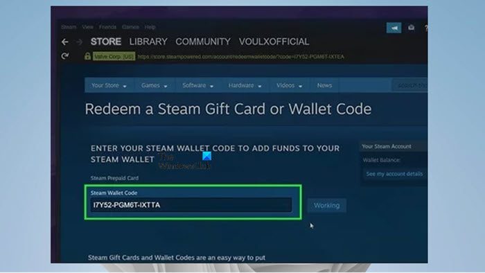 Redeem Steam Gift Card or Wallet Code via Steam Desktop app