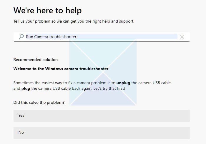 Run Camera Troubleshooter Get Help