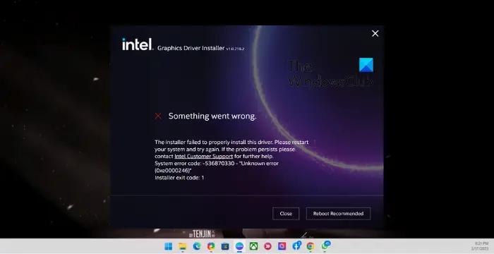 The installer failed to properly install this driver