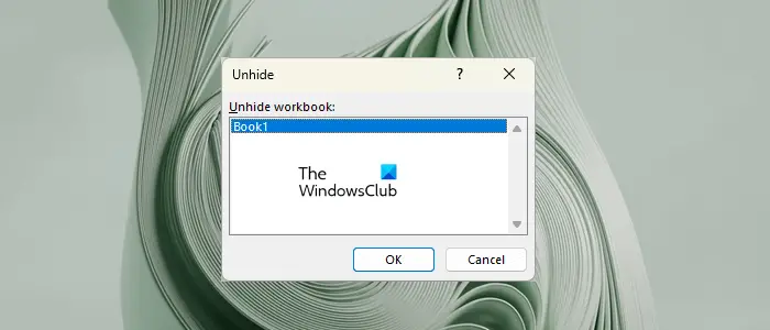Unhide Excel workbook