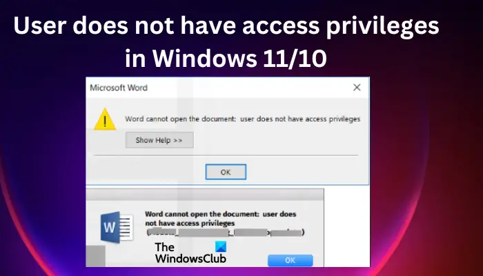 User does not have access privileges in Windows 11/10
