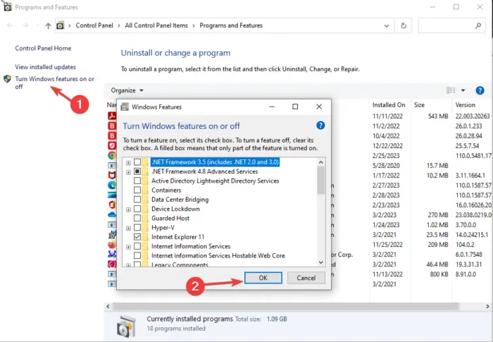 Falta el error Wfs.exe en Windows 11/10