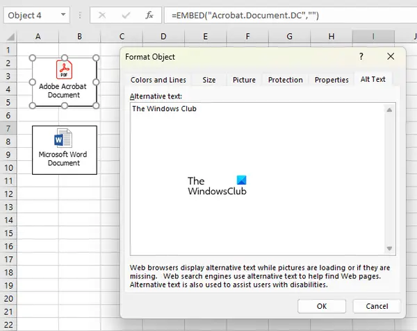 Add Alt Text to Objects in Excel