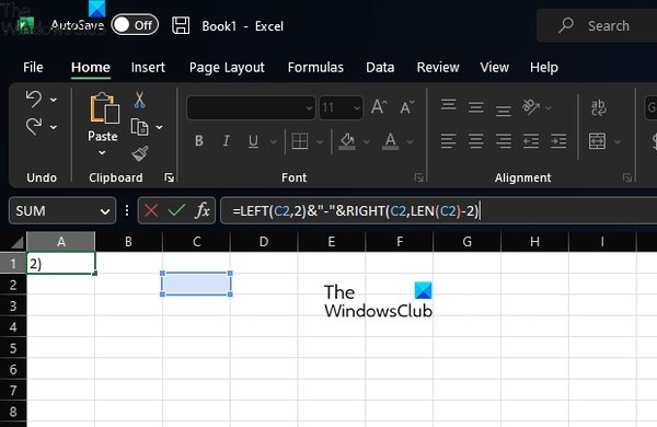 Add text after a set number of characters left and right formula