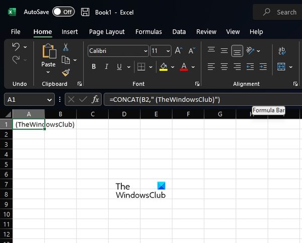 Add text to the end of a cell formula concat