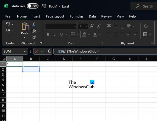 Add text to the end of a cell formula