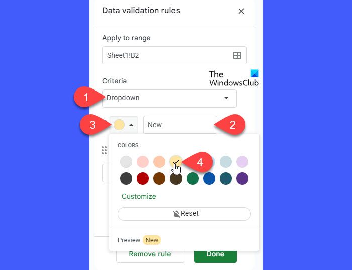 Adding color to a list item in Google Sheets
