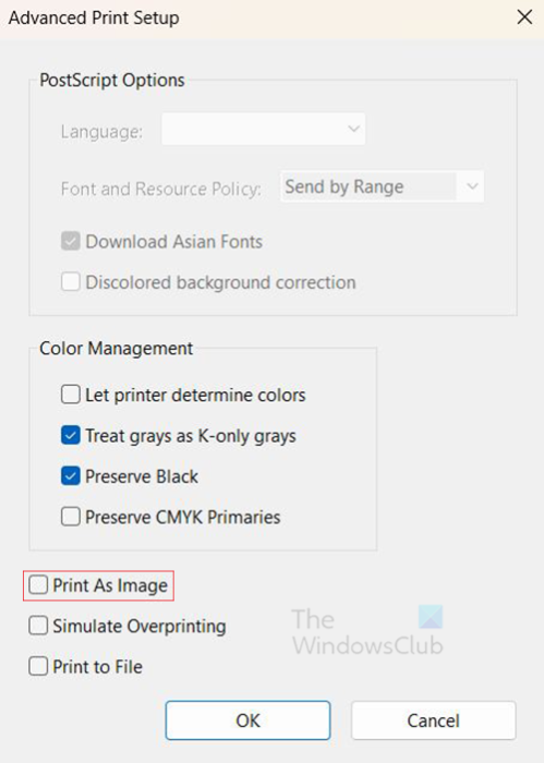 Adobe Reader Won't Print to the Network Printer - Advanced Print Setup