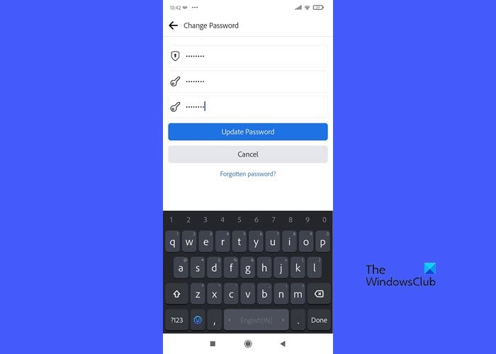 Change Facebook password on Android phone