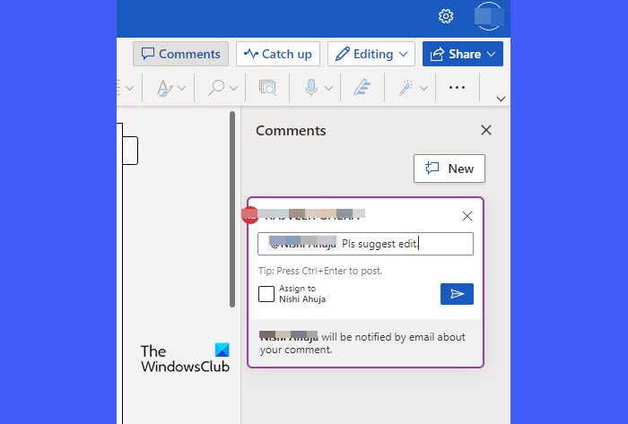 Collaborating over a file in free Word for the web