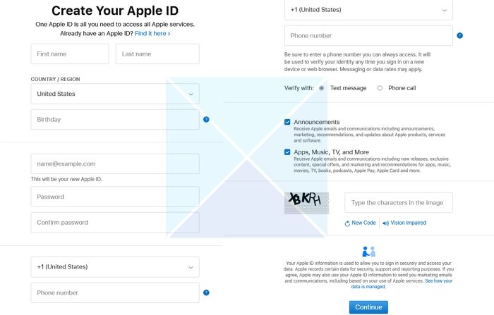 Create Apple ID Browser