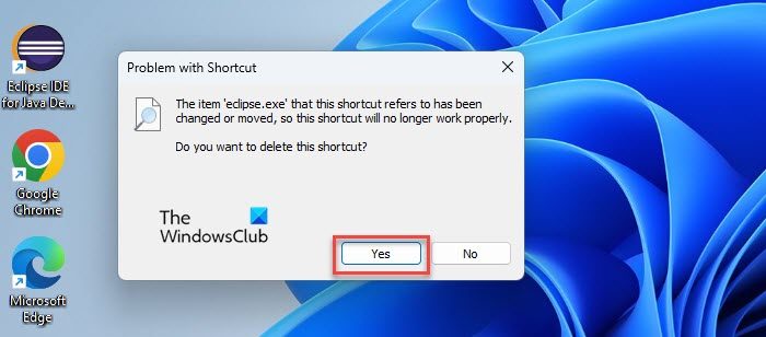 Deleting the Eclipse desktop shortcut
