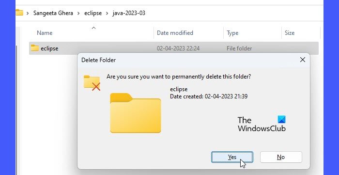 Deleting the Eclipse installation directory
