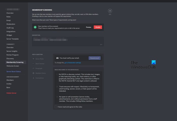 Discord Membership Screening