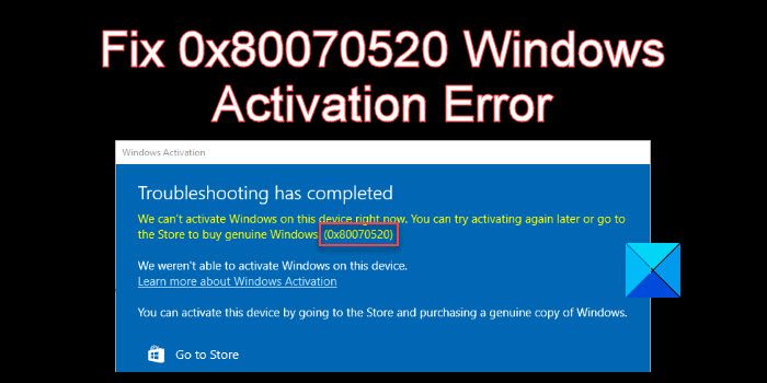 Fix 0x80070520 Windows Activation Error