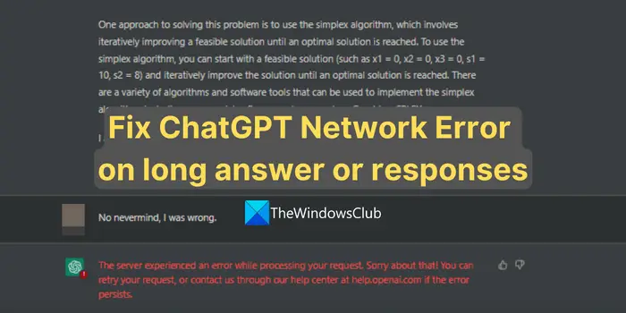 Fix ChatGPT Network Error on long answer or responses