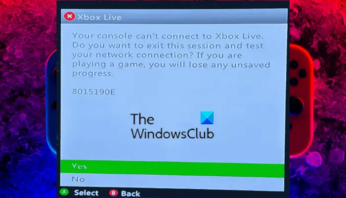 Fix Xbox Live Error 8015190E