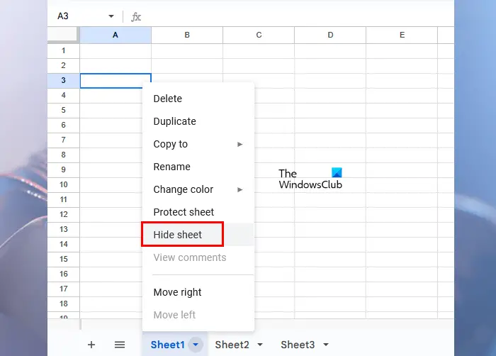 Hide a tab or sheet in Google Sheets