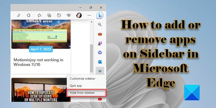 How to add or remove apps on Sidebar in Microsoft Edge