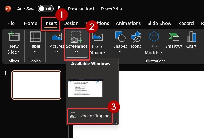 How to add screenshot to Microsoft PowerPoint