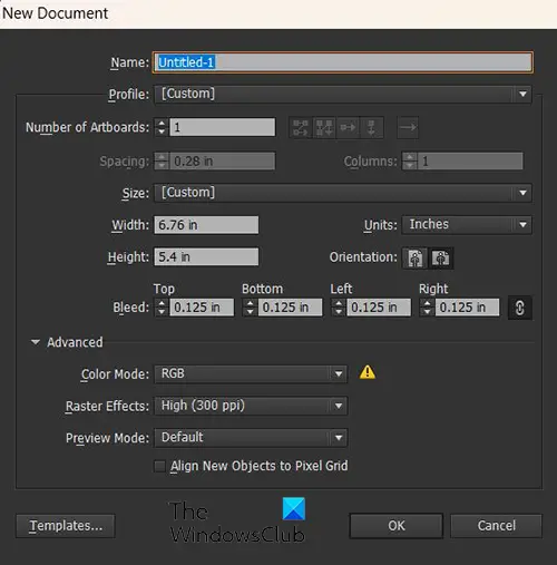 How to make a White background Transparent in Illustrator - new document window