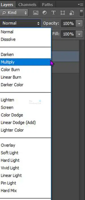 How to make realistic shadows in Photoshop - Color modes list