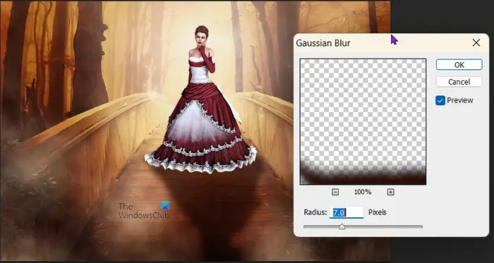 How to make realistic shadows in Photoshop. - Gaussian blur - 7