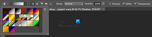 How to make realistic shadows in Photoshop. - Gradient menu bar - gradient picker
